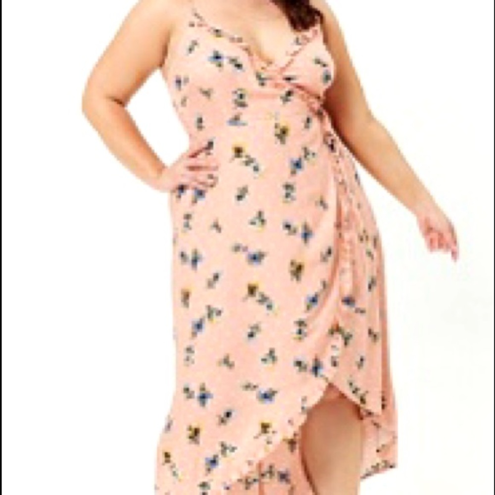 Polka Dot Floral Wrap Dress